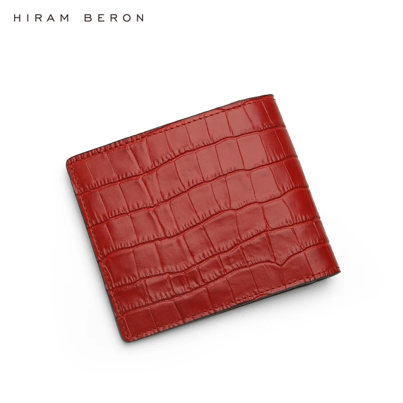 Hiram Beron High Quality Brand Red RFID Short Italian Genuine Leather Wallet for Women Ladies