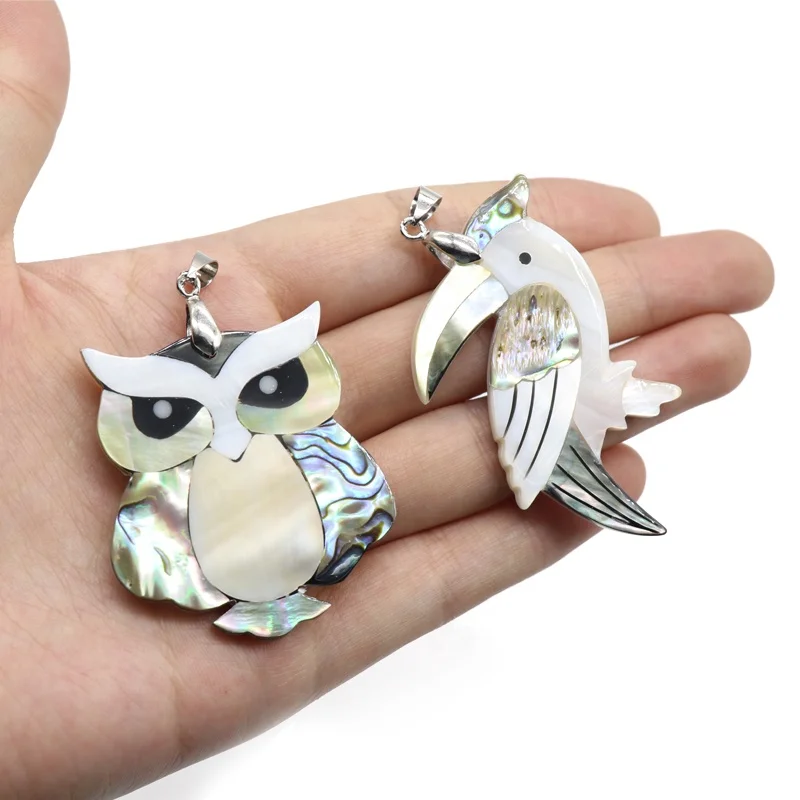 animal Pendant Owl Necklace Abalone Shell White Shell Stitching Animal Pendant Necklace
