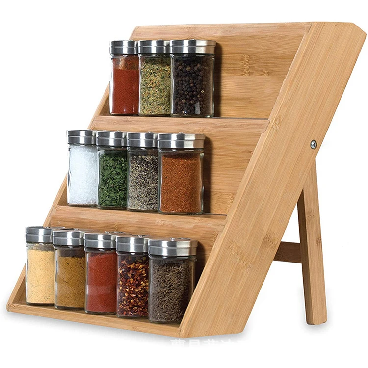 Multifunctional Large 3-Tier Bamboo Wooden Kitchen Spice Rack Versatile Tray Organizer for Drawer