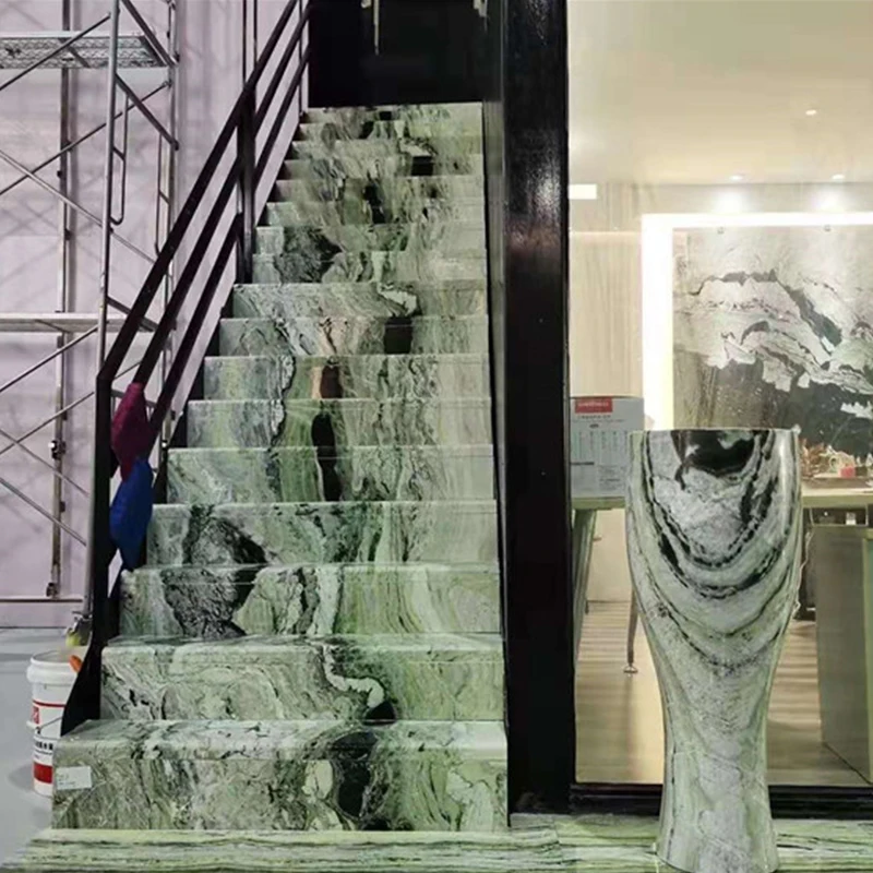 Высококачественная зеленая мраморная плитка мраморный камень зеленый холодный лед Нефритовый мрамор для роскошного украшения интерьера
