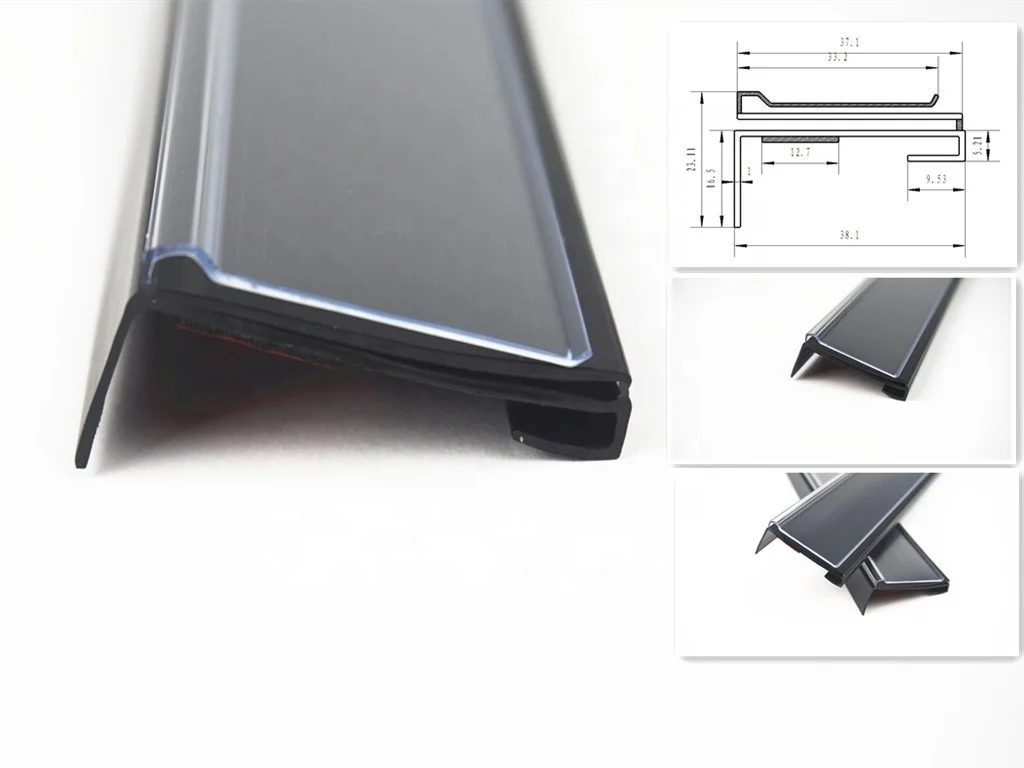 Hot Popular Clear Pvc Plastic Glass Shelf Clip Sign Label Holder Plastic Label Holder Shelf Data Strip Shelf Sign Holder Plastic