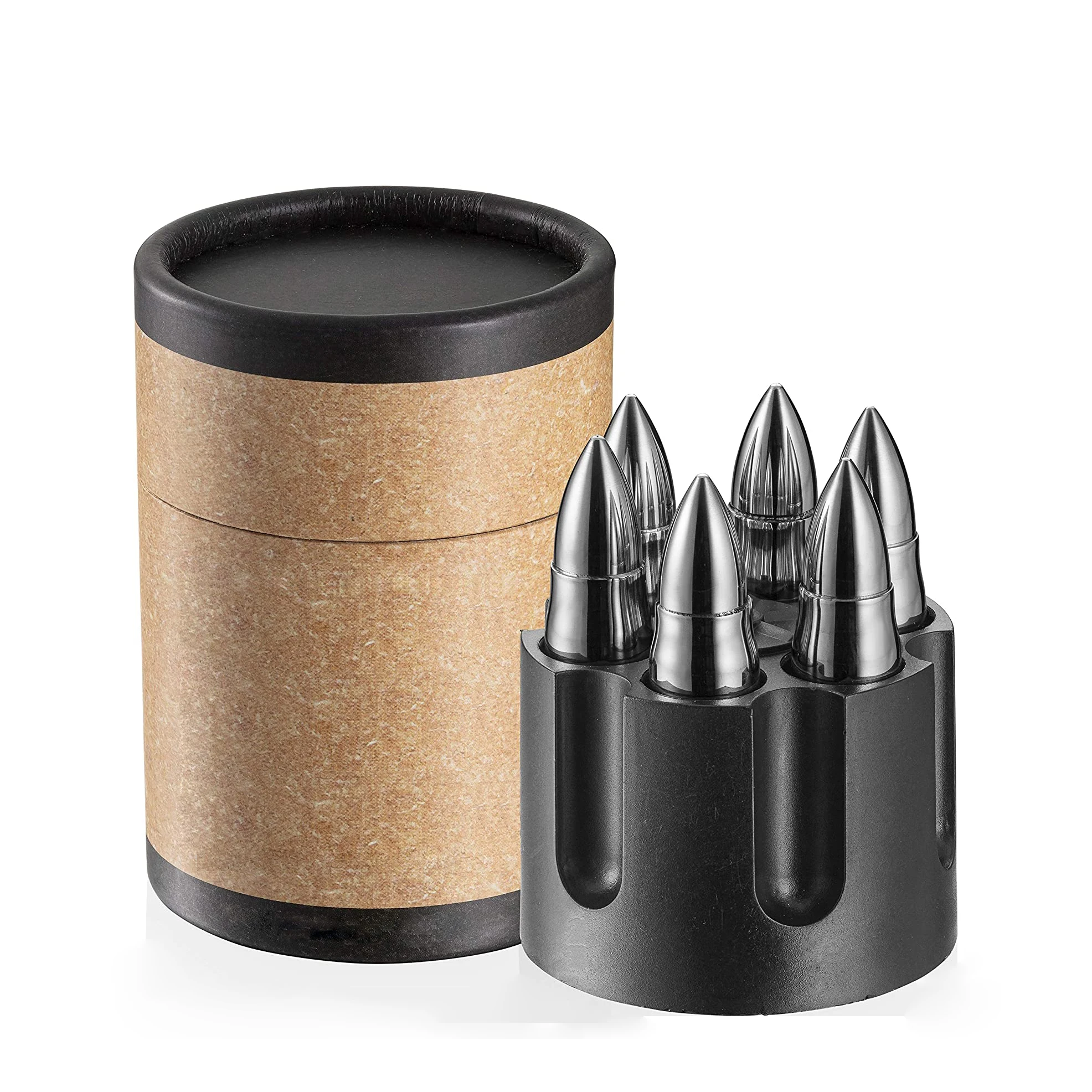 Custom Metal Whiskey Bullet Stones Reusable 304 Stainless Steel Ice Cube  Laser Logo