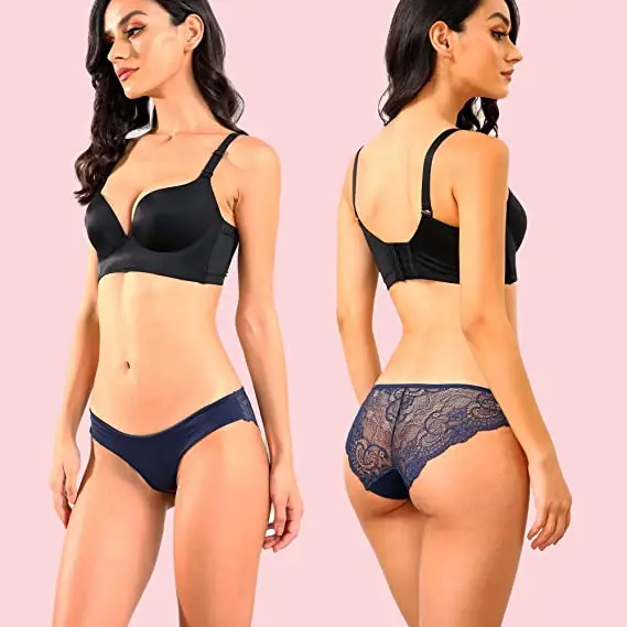 High Quality sexy lace cotton satin breathable Briefs mid Waist panties seamless Women Underwear Naked feeling women Briefs