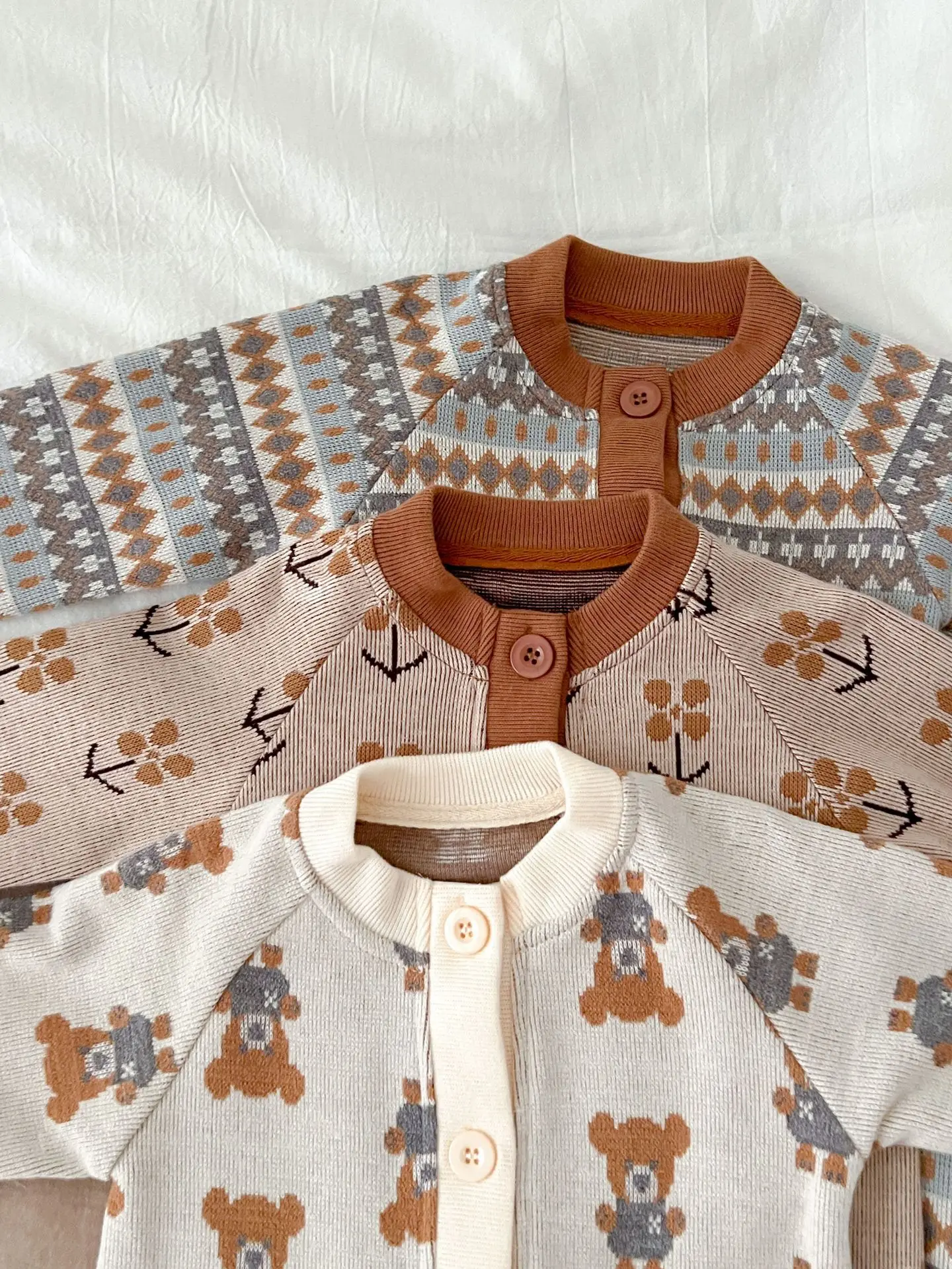 Autumn Baby Jumpsuit Cute Print Knitting Romper for Boys Girls Vintage Sweater One-Pieces Onesie Newborn Clothes Infant Outfit