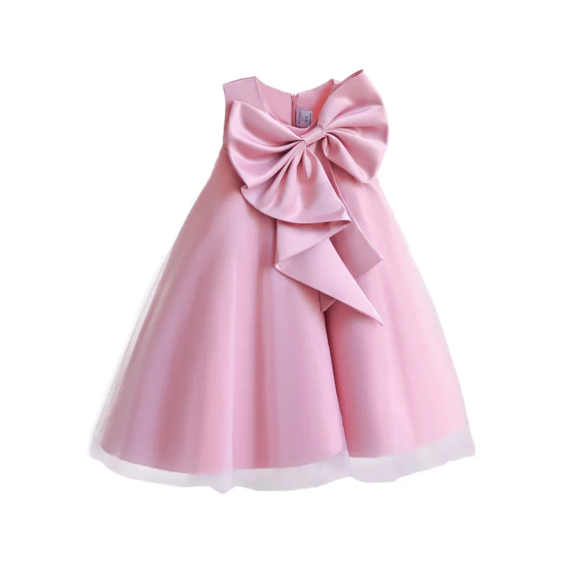 От 2 до 8 лет Платья принцессы с бантом для девочек, детское свадебное платье-пачка, кружевное платье для малышей