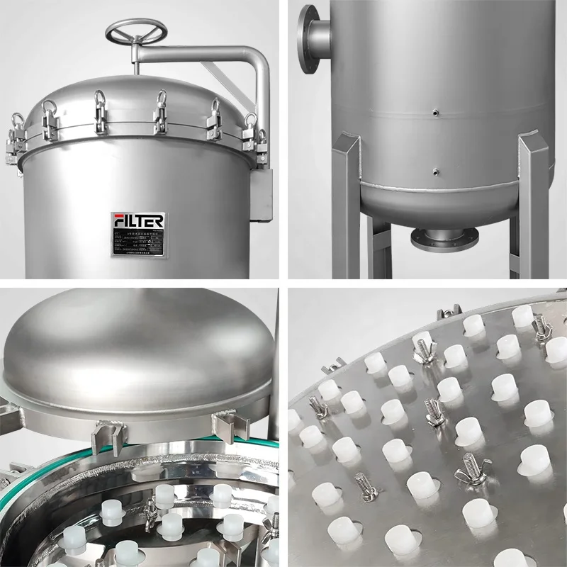 High pressure multi 40 inch multi cartridge stainless steel lenticular filter housing equipment