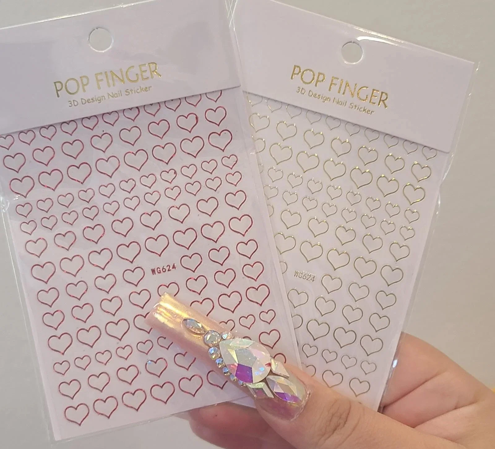 Qianya 2024 Shiny Love Heart star nail sticker Laser Hot Heart Nail Sticker Shiny Nail Decal Stickers DIY Manicure Supplies