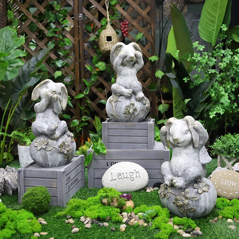 Redeco Wholesale Easter Bunny Gnomes Resin Crafts Cute Witch Gnome Magnesium Oxide Crafts For Gifts Home Garden Decor