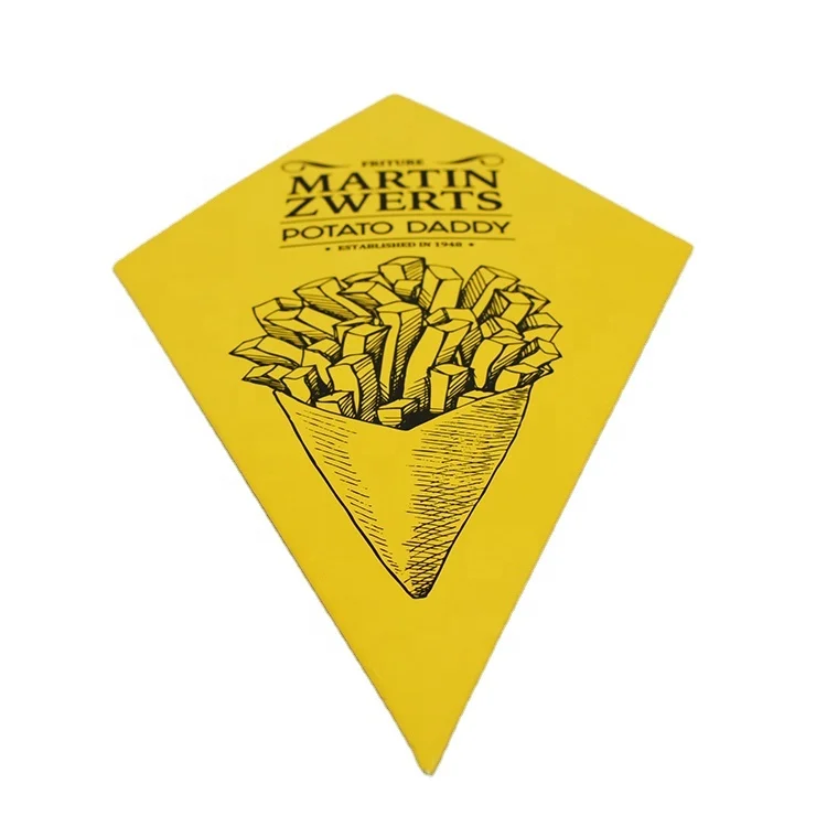 Custom Printed Take Away Chips Paper Box Disposable French Fries Paper Cone