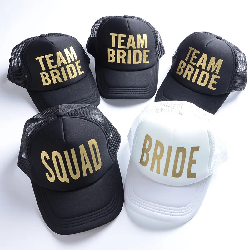 Team Bride Baseball Bridesmaid Hats Bachelorette Party  Gold Foil Bridal Wedding Squad Hats