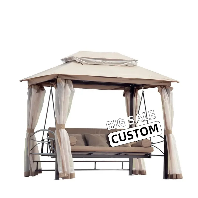 Best Price Outdoor Leisure High Quality Polyester Fabric Hanging Swing Chair with Pergola & Bed Net for Patio Garden