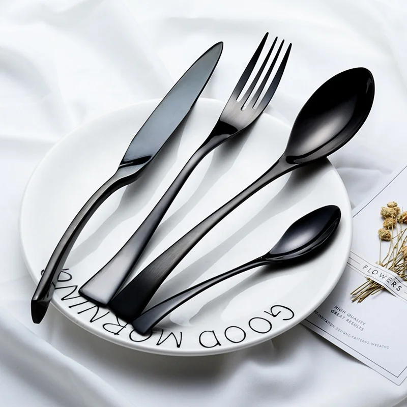 High quality  luxury flatware reusable cutlery stainless steel spoon fork and knife set