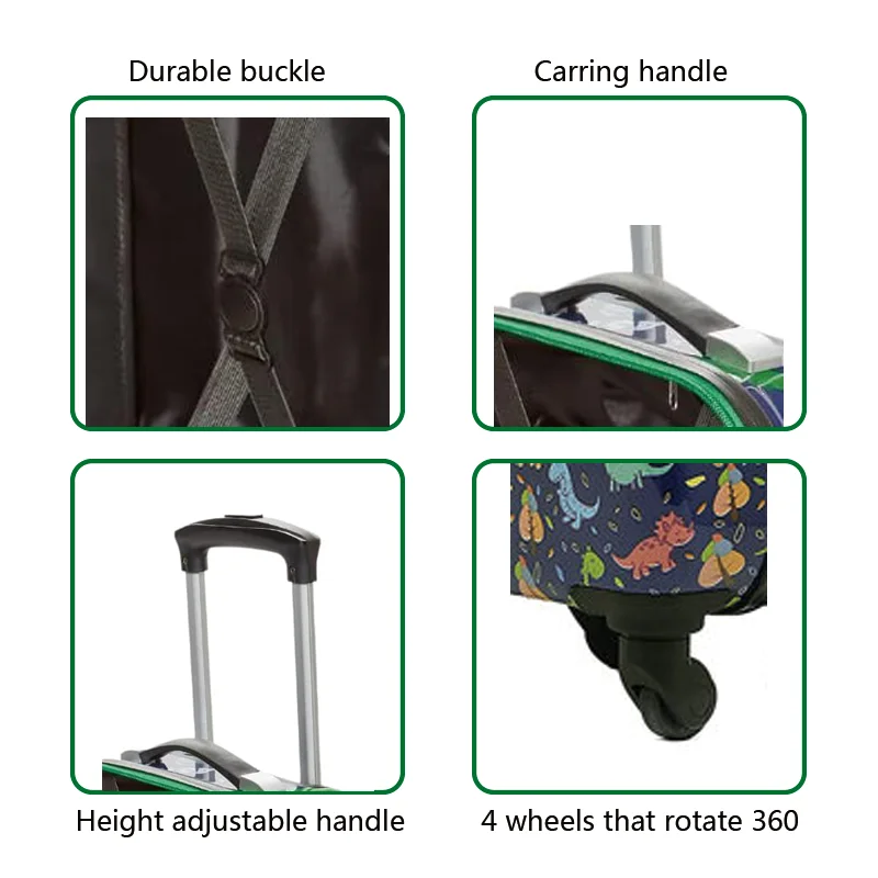 Luggage Kids new design Kids 5PC Luggage Set 4 Wheels Spinner System travel backpack lunch bag luggage tag travel pillow