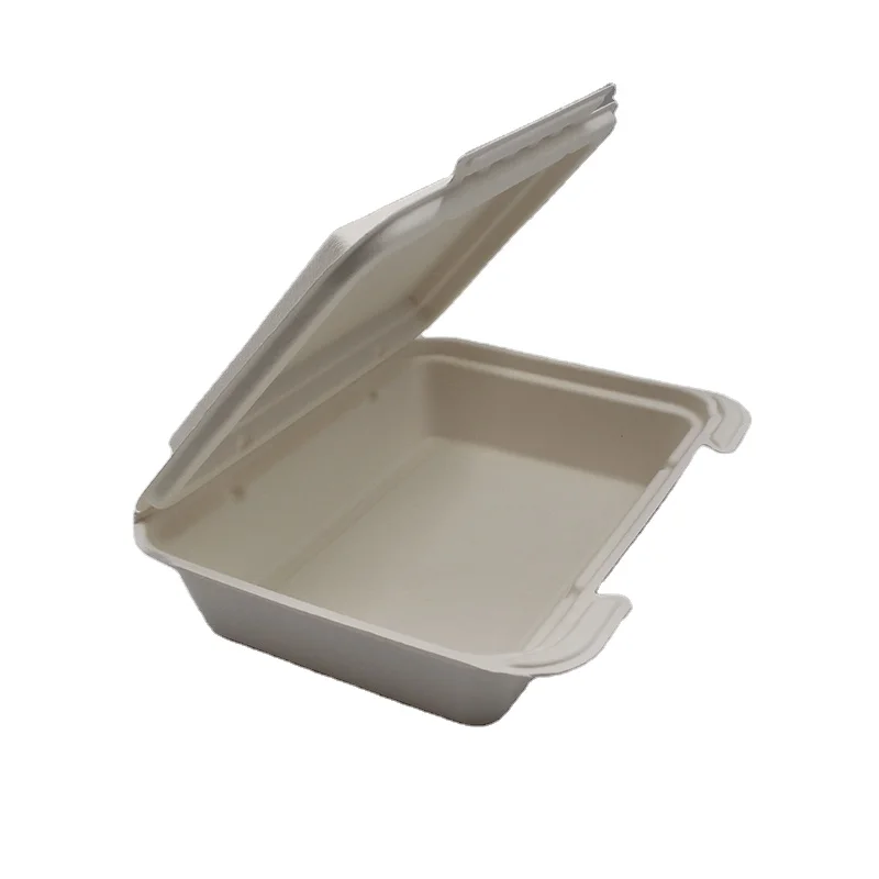  Sugarcane Bagasse Clam Shell пищевые контейнеры 1 отсек Ланч-бокс с