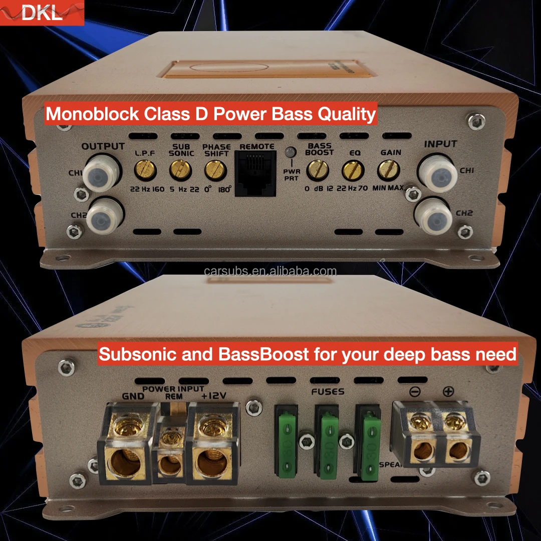 Car Stereo Mono Amplifier  RMS 1200W Strong Bass SubwooferAmplifier Peak 2400W Max 1ohm Class D Car Amplifier Monoblock