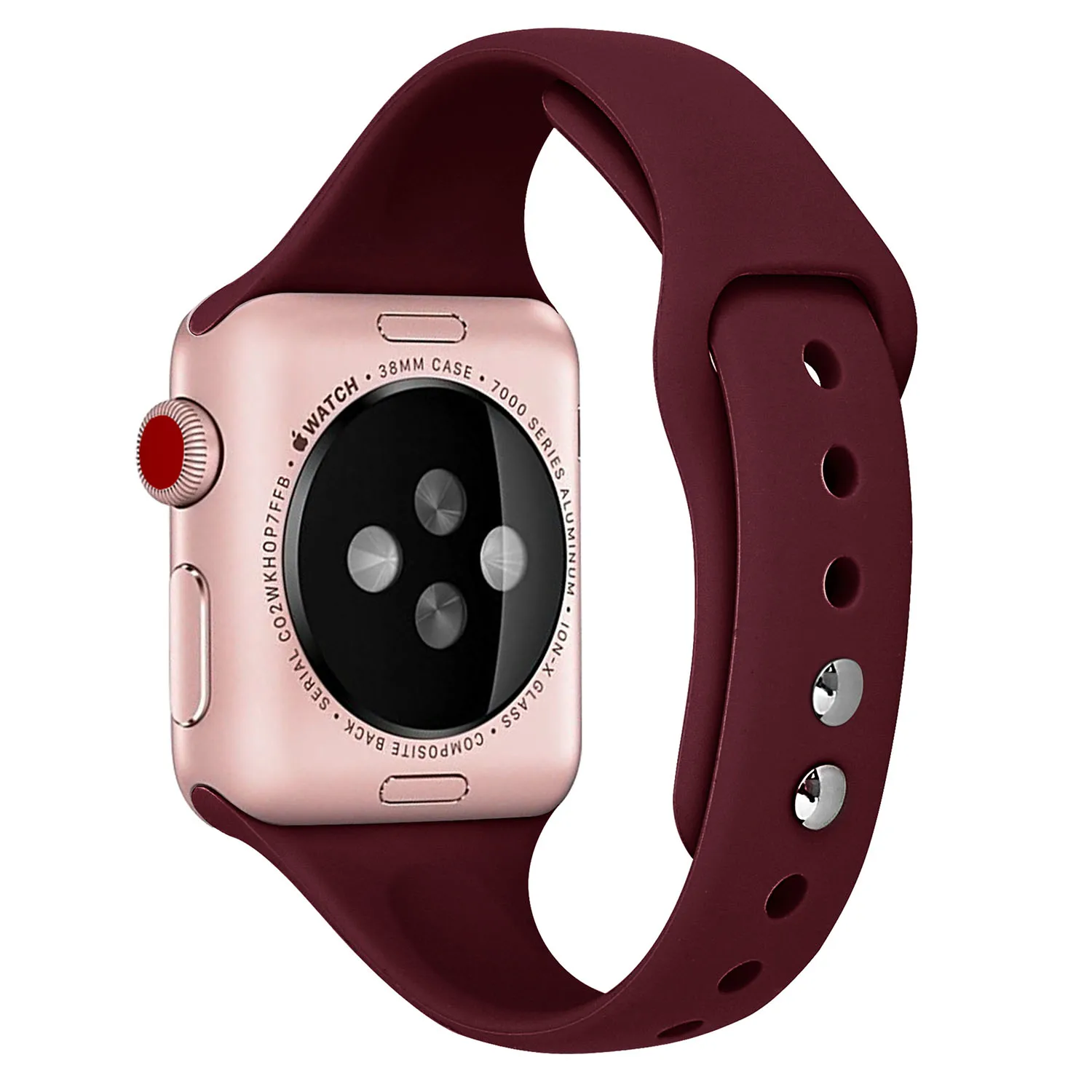 Ремешок спортивный силиконовый для Apple Watch Series 6 5 4 3 2 38 мм резиновый браслет с двойной пряжкой