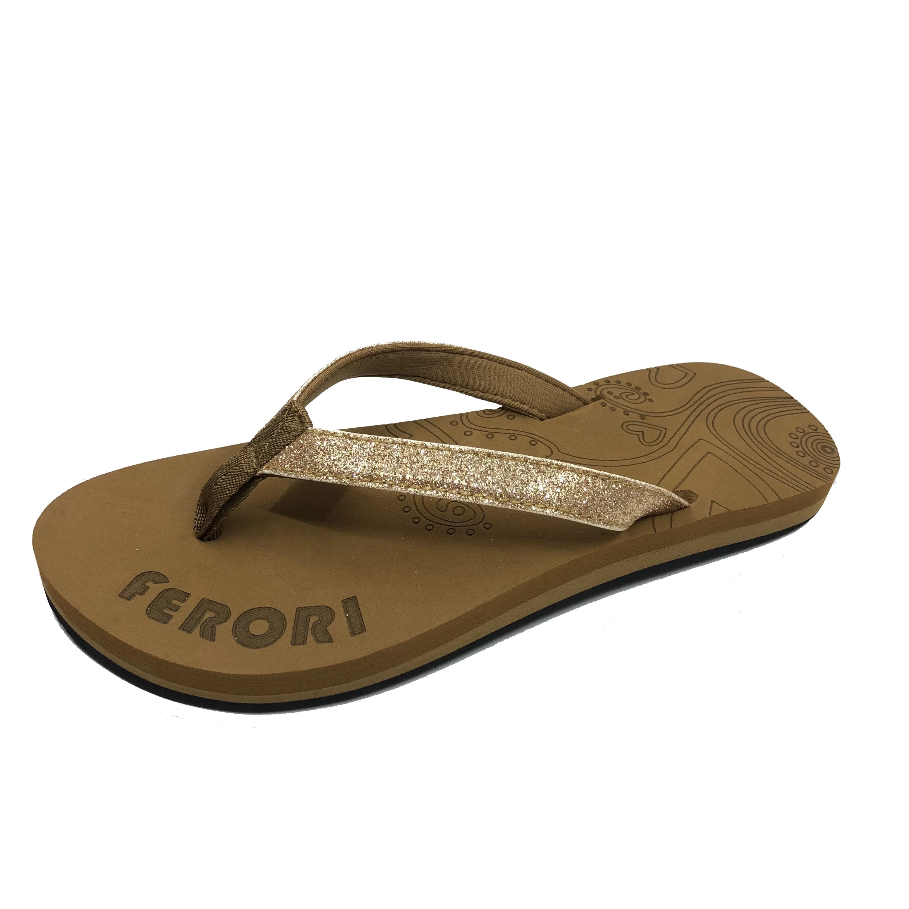 Wholesale Custom Logo Non Slip Beach Rubber Sole Slippers Flip Flops For Women