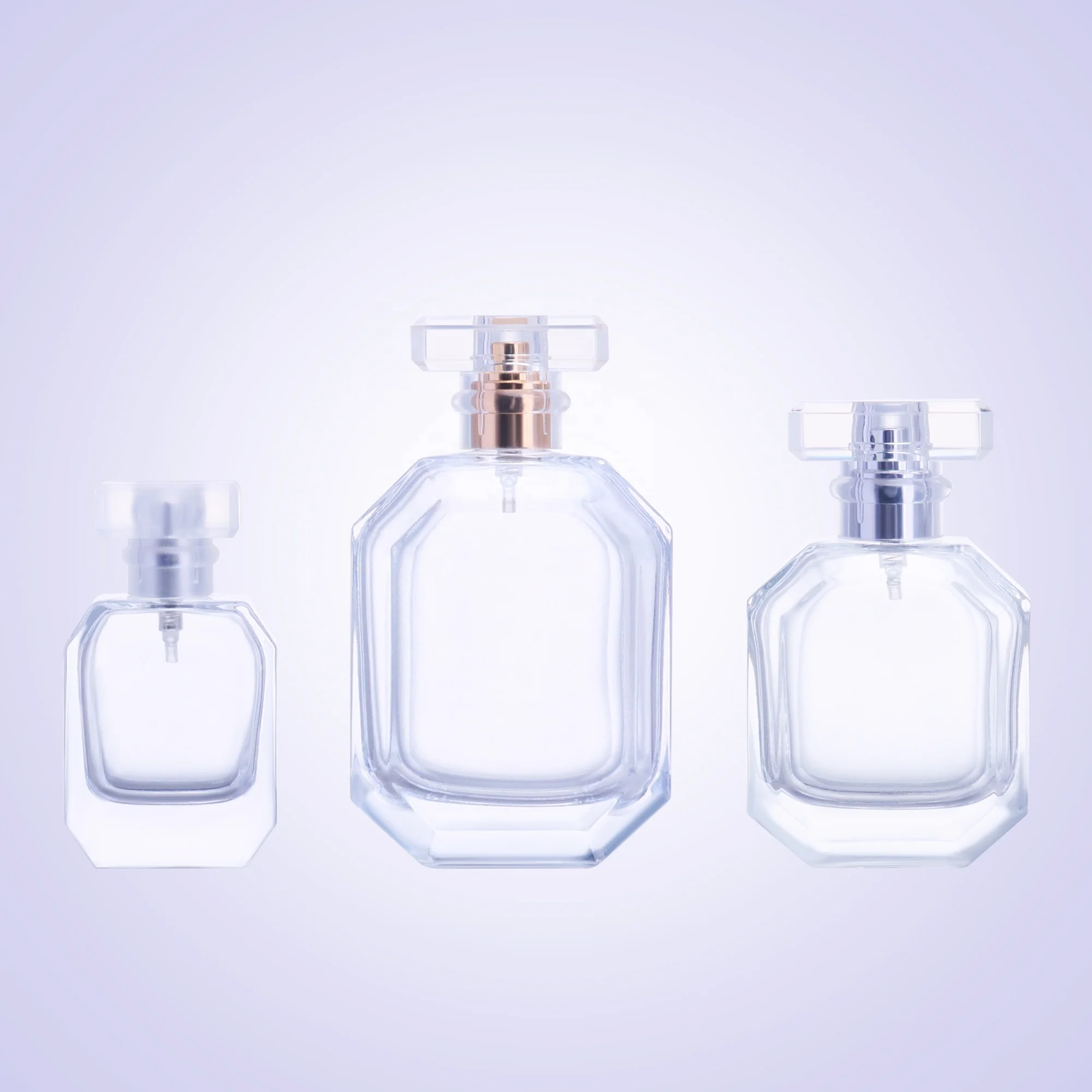 100ml 50ml 30ml Hexagon Perfume Bottles Refillable Custom Spray  Cap Acrylic Transparent Perfume Glass Bottle