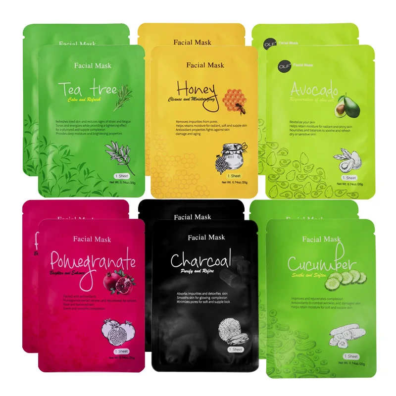 Custom Organic Korean Beauty Skin Care Plant Fruit Sheet Face Mask Moisturizing Facial Mask