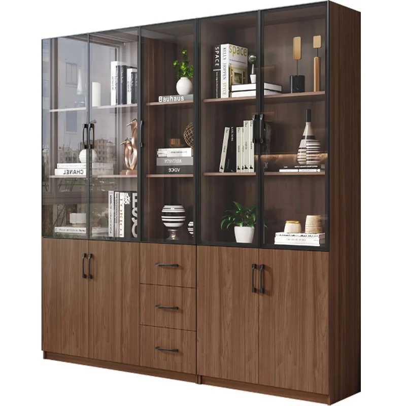 Living Room Moder High Quality Cabinet Reading Bookcase Office Children Corner Glass Modern Book Shelf Wooden With Doors