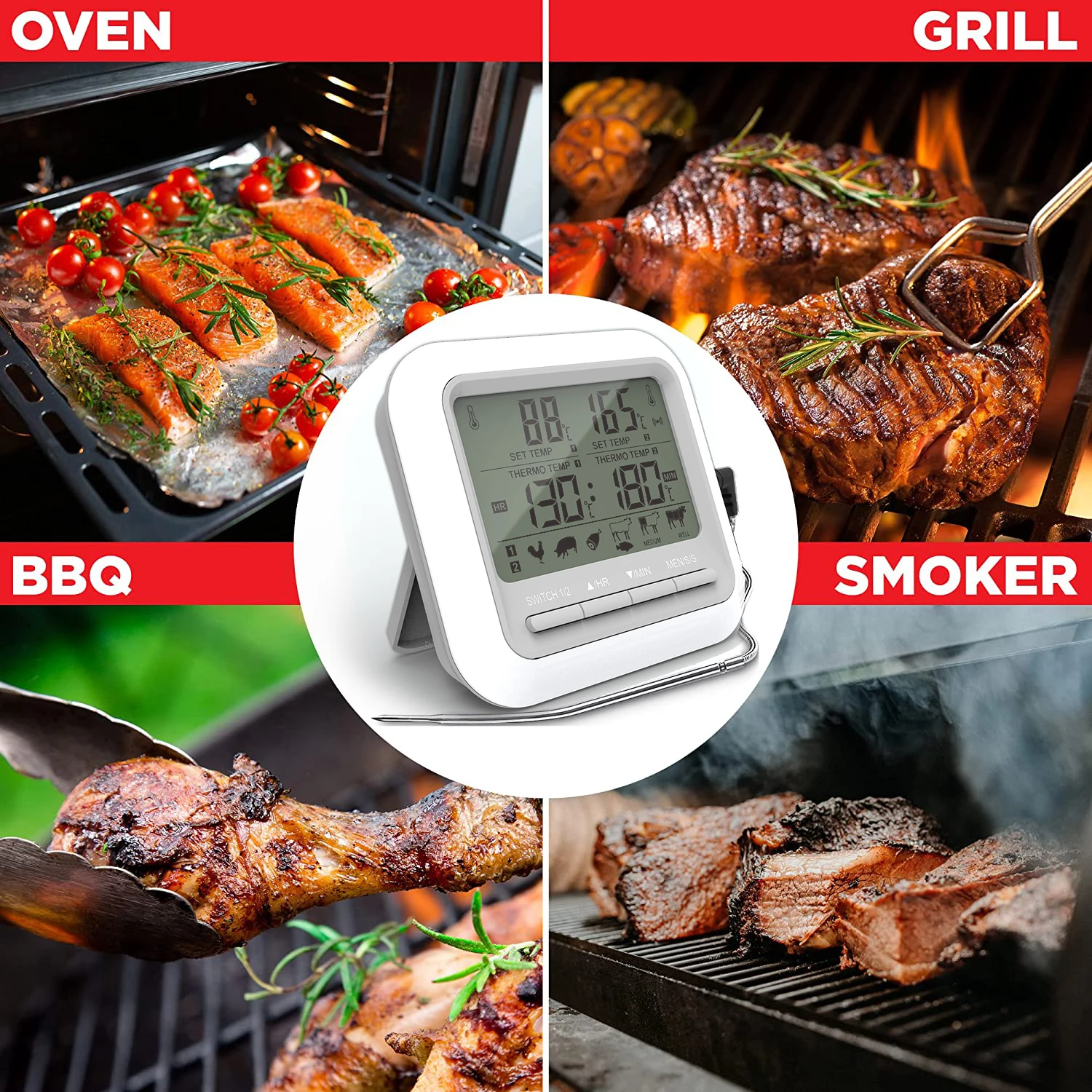 Meat For Grilling Dual Probe Wholesale Digital Bbq Hood Smart Kitchen Cooking Thermometers