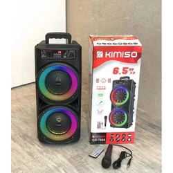 QS-7605 New Design Bass Speaker KIMISO Double 6.5inch Speaker Big TWS Plastic Speaker With Microphone