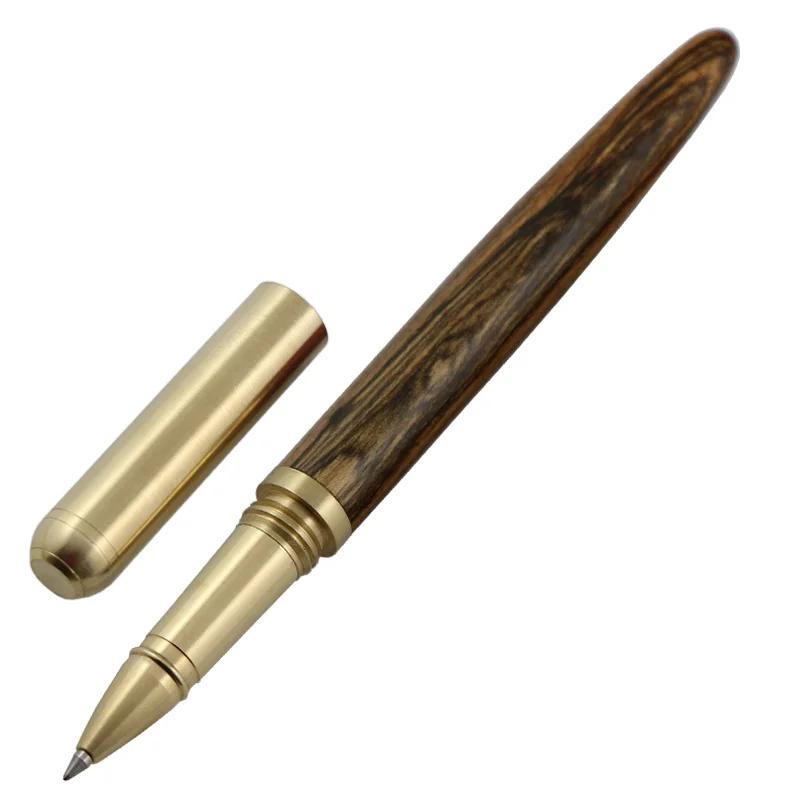 2021 Hot Rosewood Promotional Wooden Roller Tip Custom Metal Copper Wood Barrel Pen custom Brand logo With Brass pen cap