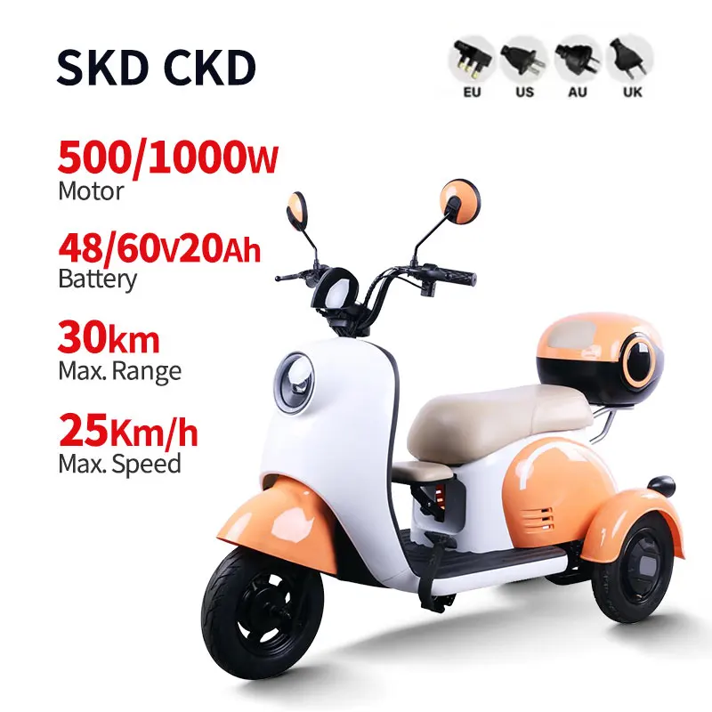 Electric Tricycle Passenger Dirt Bike EV 3-wheel Motorcycle Moto Motocross for Adults Motorized Driving High Edition 500W 48V