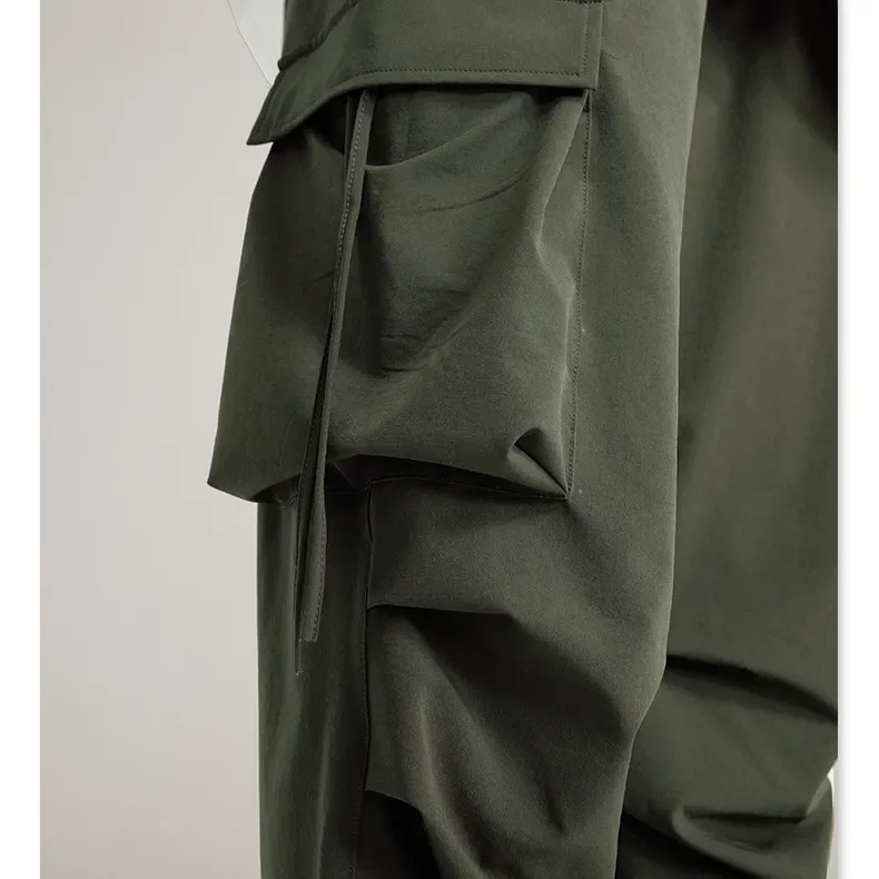 Men Stacked Sweat Pants Baggy Manufacturer Snow Pants Wide Leg Plus Size Custom Nylon Parachute Cargo Pants Streetwear