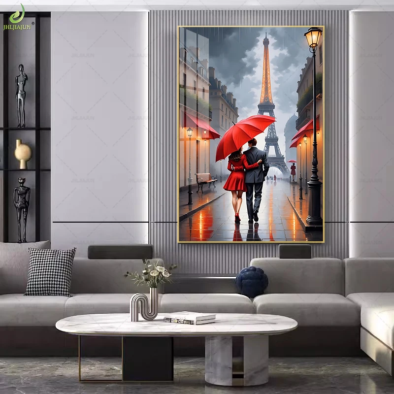 Original City scape Large Wall Art Minimalist Abstract Eiffel Tower Landscape Modern wall acrylic painting abstract home decor