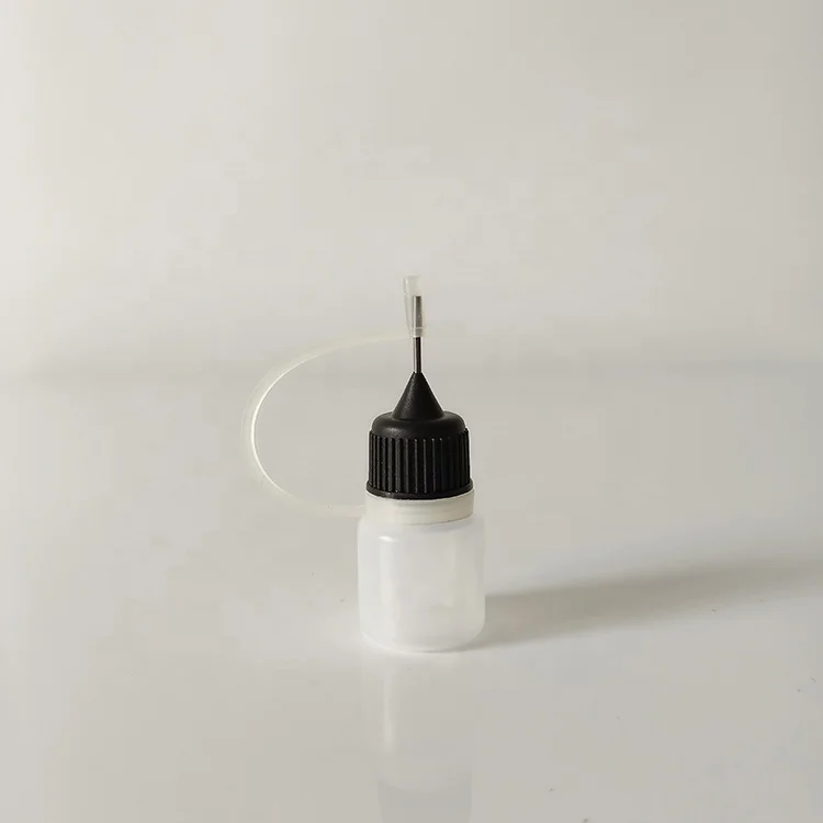 Empty 10ml plastic PE glue eye dropper bottles needle tip squeeze bottle with cap