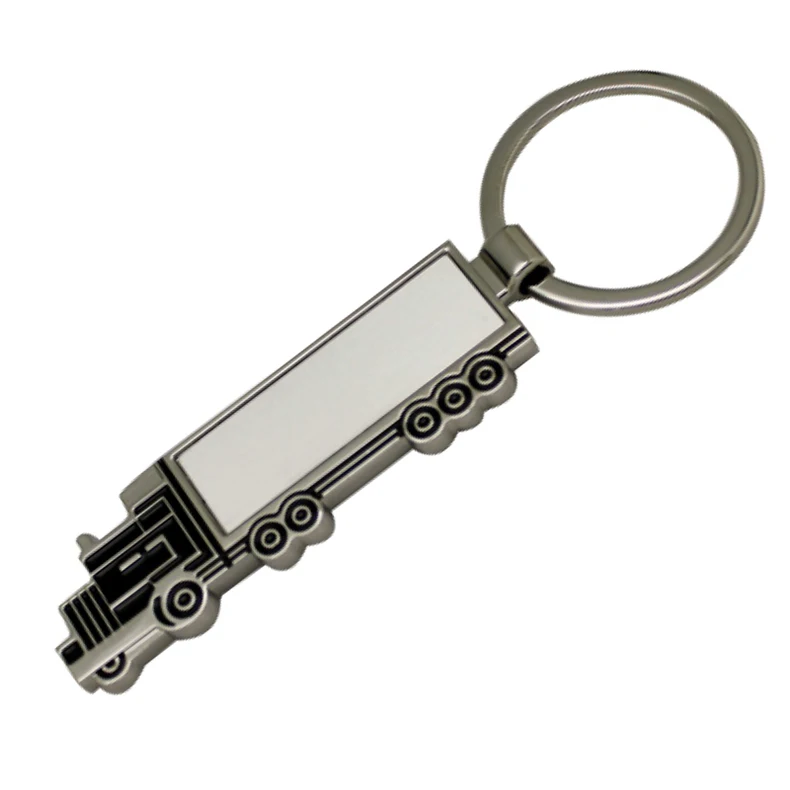 Black soft enamel plated goods train lorry wagon truck car metal keychain keyring