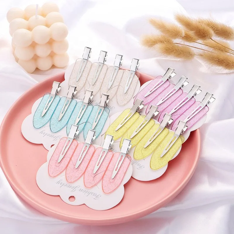No Crease Hair Clip Hair Styling Bang Clip Makeup Salon Accessories 5 Color Transparent Glitter No Bend Seamless Hairpins