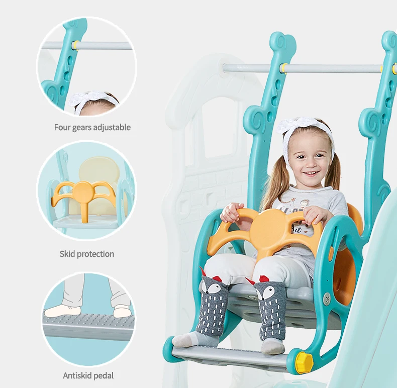 LY08501 Castle Combination Kids Plastic Slide and Swing with EN71-TUV