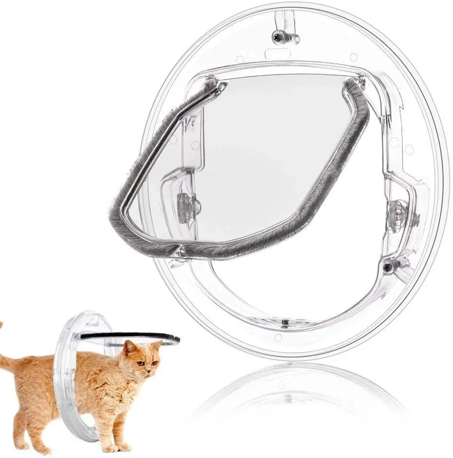 
Custom ABS transparent pet flap door 4 way locking cat doors safety convenience used pet door for small dog 