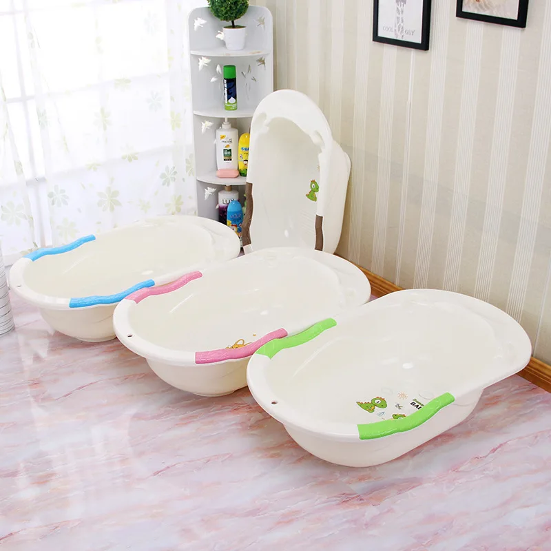 Лучшая цена, Детская ванна, симпатичная мультяшная ванна, нескользящая Детская ванна, пластиковая однотонная Ванная для новых детей