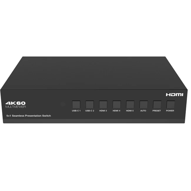5x1 HDMI/USB-C 4K60 Seamless Presentation Switch with HDBaseT 3.0 70m Out