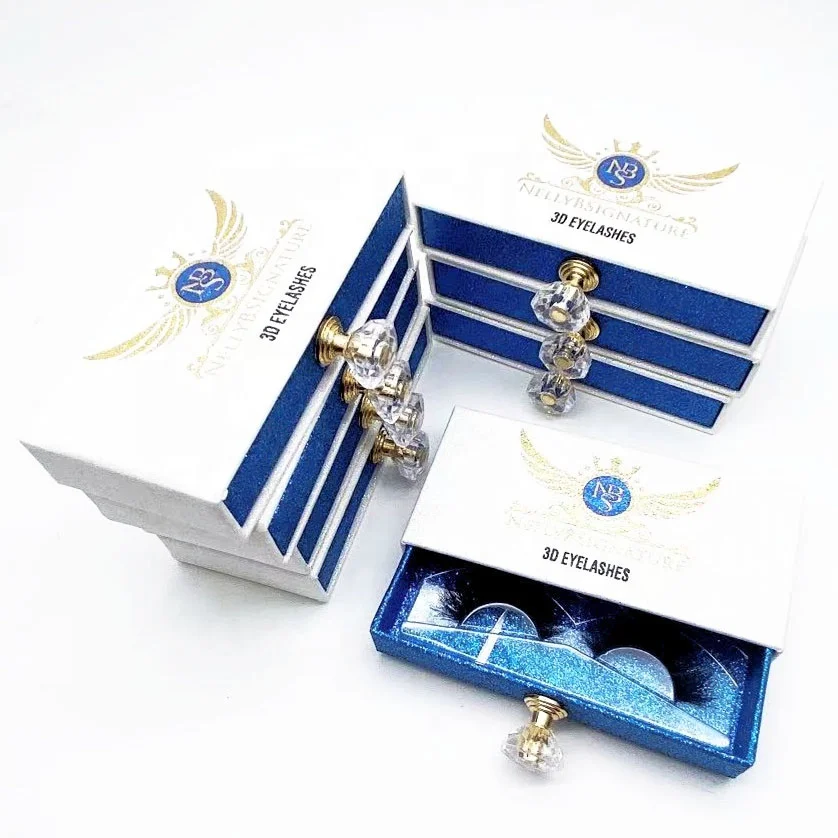 
Customized Personalized Pink Paper Empty Sliding Drawer Eye lash Display Box Packaging 