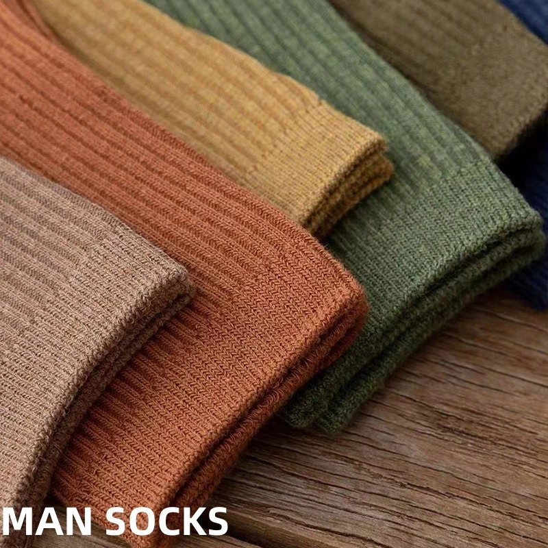 Top Breathable Sweat Absorption Wear Resistant 100 Cotton Stripes Men Office Work Socks