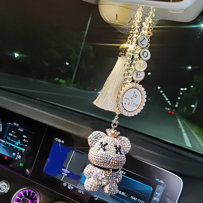 Fat bear Wholesale auto parts hair pendant auto interior supplies rearview mirror bear auto hang new to manual crystal