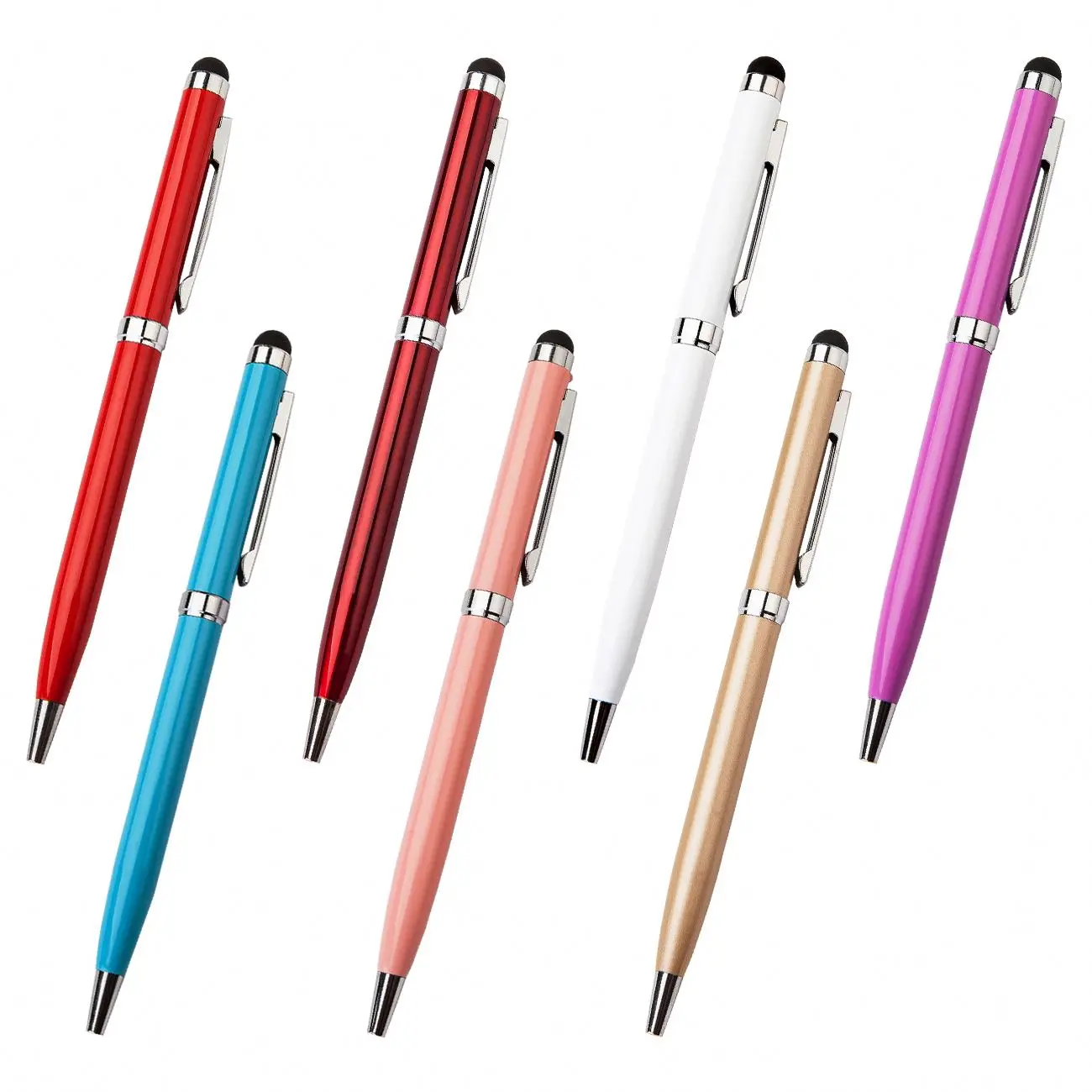 2 in 1 Capacitive Stylus metal aluminium pens for Mobile Phones multi touch screen promotional ballpoint pens with custom logo