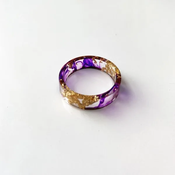 valentines day gift Foreign Trade Department small fresh hand-dried flower gold foil color delicate glue dazzle color resin ring