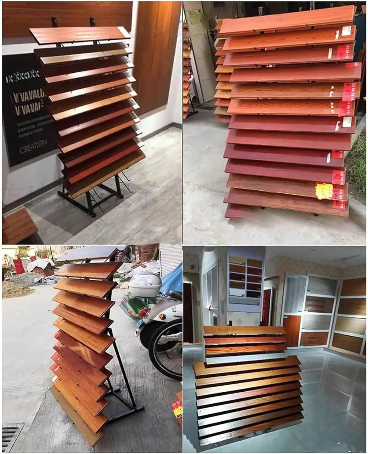 China Factory Outlet Floor Metal Ceramic Tiles Sample Display Rack Stands with 22 Card Slots for Retail Stores