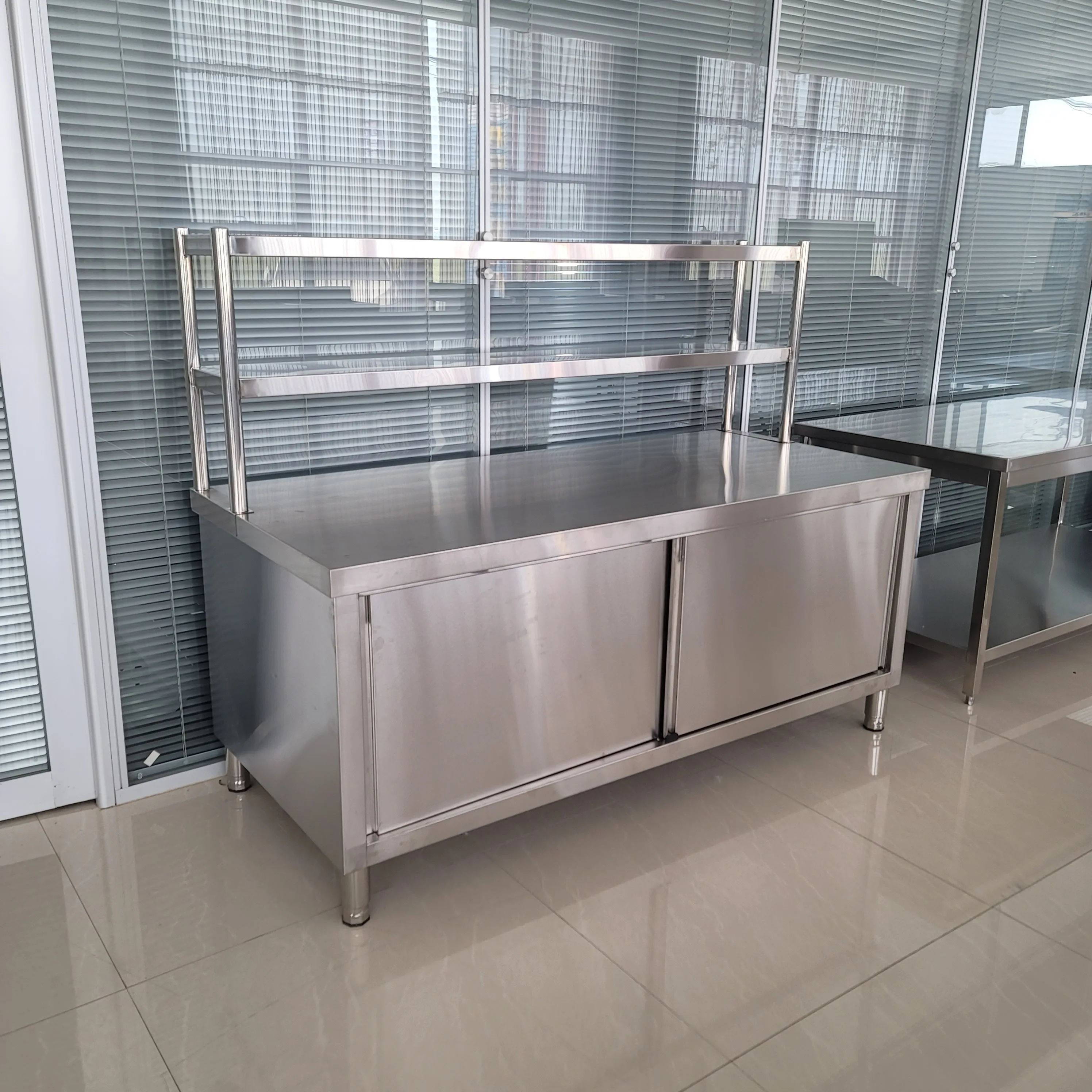 180x80x85cm Top SUS304 wholesale commercial restaurant kitchen stainless steel work table storage cabinets
