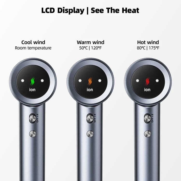 Custom Hair Dryer Professional Salon 110000rpm Ionic Hair Dryer LCD Display Bldc Hair Dryer