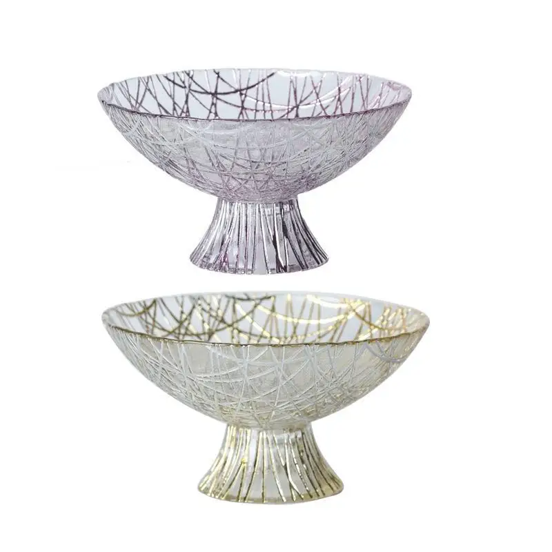 Round Home Decoration Glass Dry Fruit Tray & Plate for Festival Style Crystal Colorful European Wedding Silver CLASSIC Nest