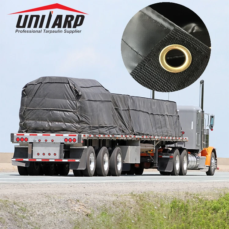 Heavy duty truck flatbed trailer tarps 14oz 18oz lightweight PVC flatbed truck steel lumber tarp
