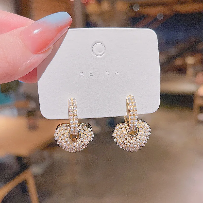 Promotion handmade hoops 18k brand statement orange rice bead cheap wholesale plated studs party Micro Pave earrings