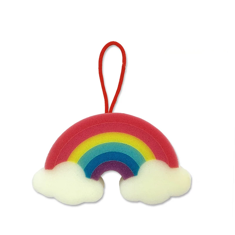 Rainbow Pouf Shower Ball Body Scrubber Exfoliating Bathing Sponge Shower Loofah Sponge for Kids
