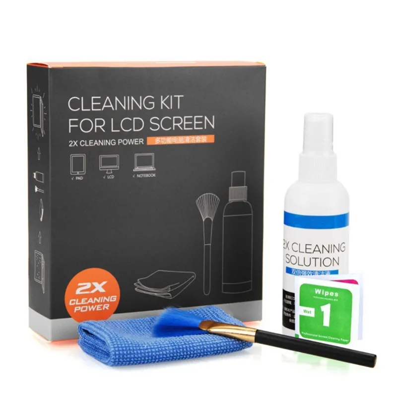 Phone Tablet Computer Keyboard LCD Screen Cleaning Kit 4 in 1 Screen Cleaner With Spray Cloth Brush Cleaning wipes Cleaning Set